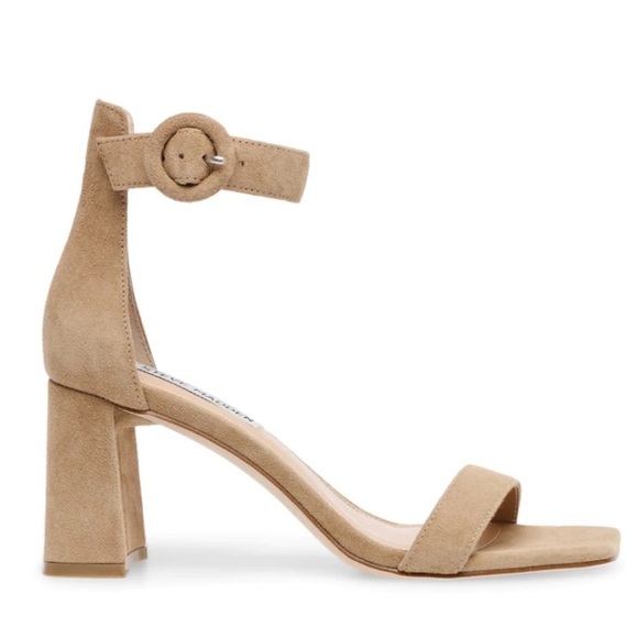 Steve Madden Reverie suede Sandals, chunky heel, nude, size 9.5, like new! - Picture 1 of 11
